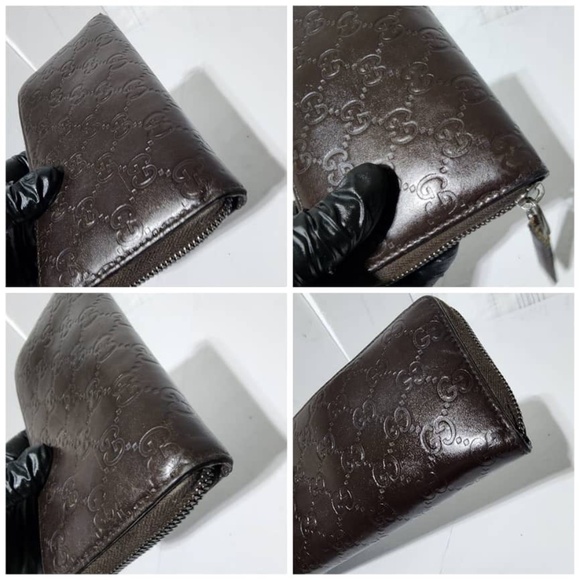 Authentic Gucci Signature Continental Zip Around Leather Wallet Chocolate Brown - Picture 9 of 13